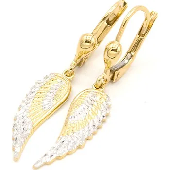 Náušnice Zlaté náušnice křídla zdobená dvě barvy zlata 2,25g