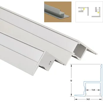 LED páska Podhledový hliníkový profil AK pro sádrokarton, 35x45mm, vč. mléčného difuzoru, 2m