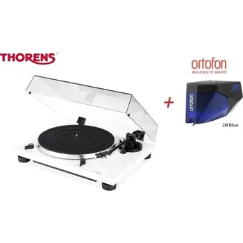 Gramofon Thorens TD 201 White + Ortofon 2M BLUE Piano white (Audiofilský gramofon pro náročné posluchače s vestavěným PHONO MM předzesilovačem a přenoskou Ortofon)