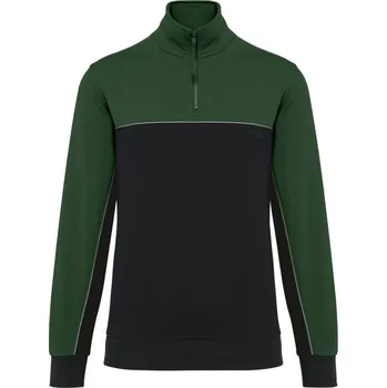 pracovní mikina Kariban Mikina WK404 s 1/4 zipem COT20W404zh801-black/fores S Černá/zelená forest
