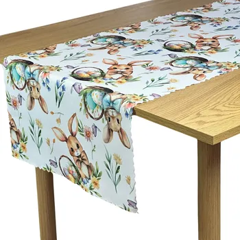 ubrus Obrus běhoun s nešpinivou úpravou Velikonoce Barevný Zajíčci Vajíčka Běhouny 50x120 cm