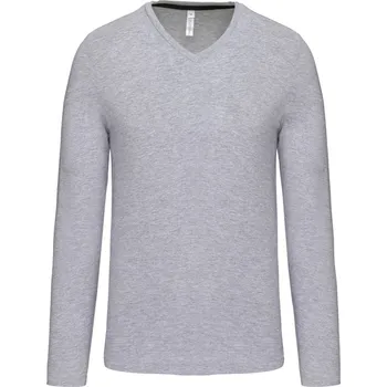 pracovní tričko Kariban Tričko K358 s výstřihem do V, dlouhý rukáv, pánské COT20K35839814-oxford grey 4XL Šedá oxford