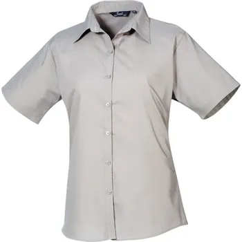 Premier Košile PR 302, popelínová, krátký rukáv, dámská COT3903026402b-silver XS Stříbrná