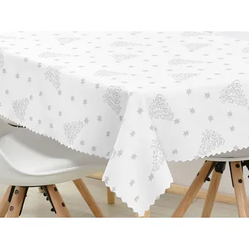 ubrus Dreamy Linens Ubrus teflonový, Kouzelné stromečky, stříbrná, 120 x 140 cm