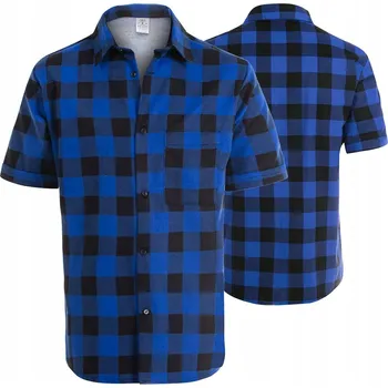 Pánská košile Flanelová košile s krátkým rukávem, kostkovaná, XL, modrá
