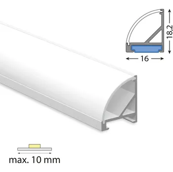 LED páska Rohový hliníkový profil RC 18x16m bez difuzoru 2m