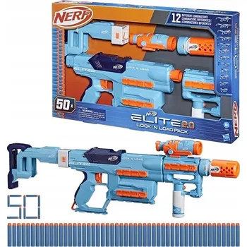 Nerf Elite 2.0 Lock N Load Pack Blaster + 50 ŠIPEK + 12 KOMBINACÍ