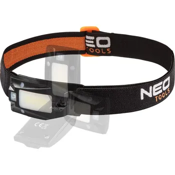 Svítilna NEO TOOLS Čelní baterka USB 180 lm COB LED + pohybový senzor