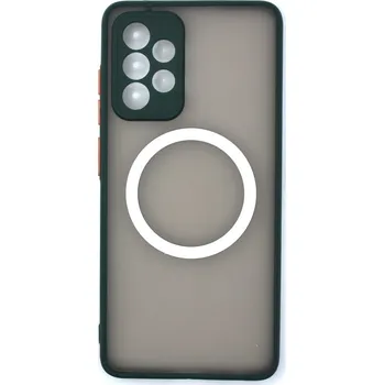 Silikonový kryt s magnetickým kroužkem pro Samsung Galaxy A52/A52 5G/A52S - Tmavě zelený