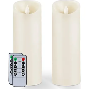 led svíčka Homemory voskové svíčky LED, (22,8 cm x 7,6 cm), slonová kost, blikající záře, bez plamene, na baterie, s dálkovým ovládáním a č X001QJIWLB