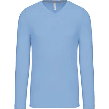 pracovní tričko Kariban Tričko K358 s výstřihem do V, dlouhý rukáv, pánské COT20K35841002-sky blue M Modrá nebesky