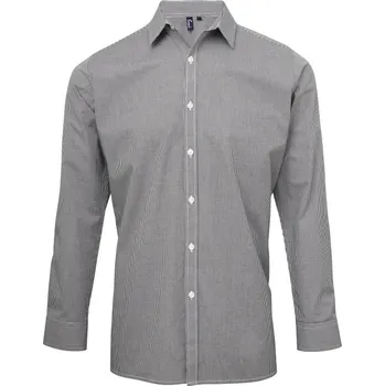 Pánská košile Premier Košile PR220, popelínová, kostkovaná, dlouhý rukáv COT39022098003-black/white L Černá/bílá