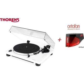 Gramofon Thorens TD 201 White + Ortofon 2M RED Piano white (Audiofilský gramofon pro náročné posluchače s vestavěným PHONO MM předzesilovačem a přenoskou Ortofon)