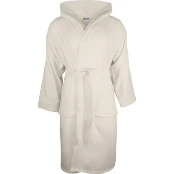 Opasek The One Towelling Župan s kapucí Velour Bathrobe COT48104332634-ivory L-XL Ivory