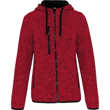 pracovní bunda Kariban Bunda s kapucí Kariban PA366, fleecová, pletená, dámská COT20P366l2213-red melange 3XL Melír červená