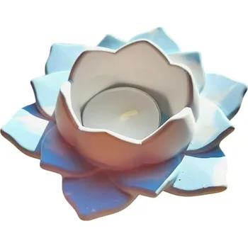 Svícen Svícen na čajovou svíčku Lotus 5. čakra světle modrá