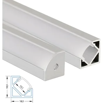 LED páska Rohový hliníkový profil RT, 19x19 mm, včetně matného difuzoru, 1 m