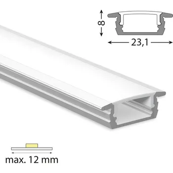LED páska Vestavný hliníkový profil VP, 23x8 mm včetně mléčného difuzoru, 2 m