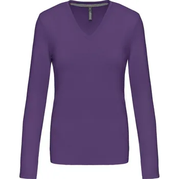 pracovní tričko Kariban Tričko K382 s výstřihem do V, dlouhý rukáv, dámské COT20K38235003-purple L Purpurová