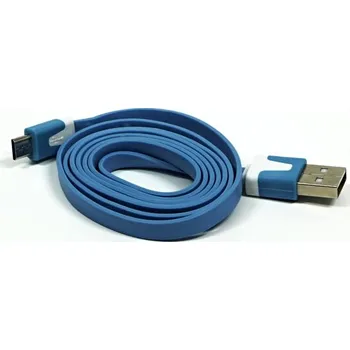 Datový kabel Logo USB kabel (2.0), USB A samec - microUSB samec, 1m, plochý, modrý, blistr, DOPRODEJ