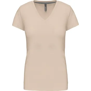 pracovní tričko Kariban Tričko K381 s výstřihem do V, krátký rukáv, dámské COT20K381r7813-light sand 3XL Písková světlá