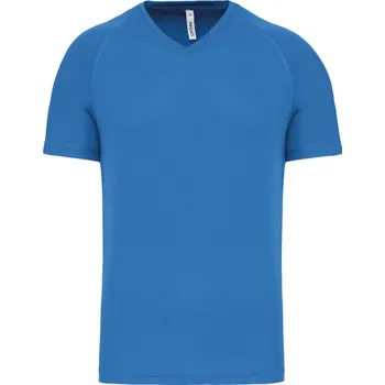Kariban Tričko PA476 s výstřihem do V, sportovní, krátký rukáv, pánské COT20P47609413-aqua blue 3XL Modrá aqua