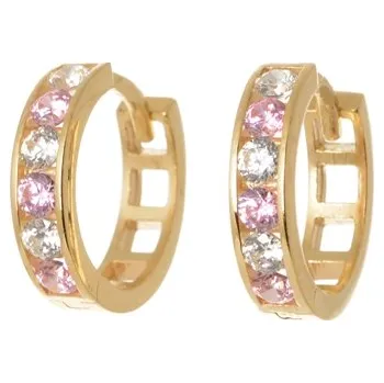 Náušnice Náušnice ze žlutého zlata kroužky se zirkony 12 mm NA1688F + DÁREK ZDARMA