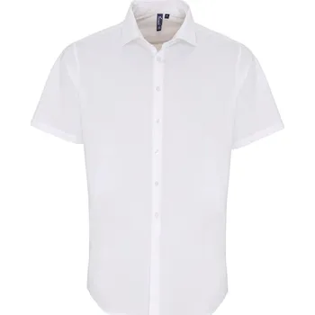 Pánská košile Premier Košile PR246, elastická, popelínová, krátký rukáv COT39024600102-white M Bílá