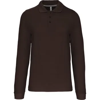 Pánská móda Kariban Polokošile Kariban K243, dlouhý rukáv, pánská COT20K24314013-chocolate 3XL Čokoládová