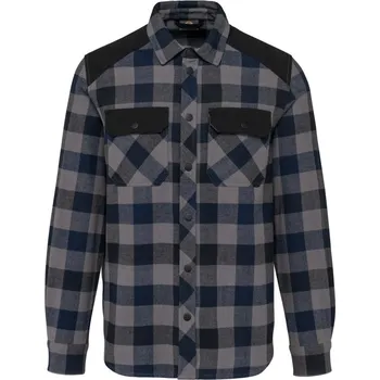 Pánská košile Kariban Košile WK520, kostkovaná, dlouhý rukáv COT20W520zz801-storm grey/ S Šedá/navy/černá