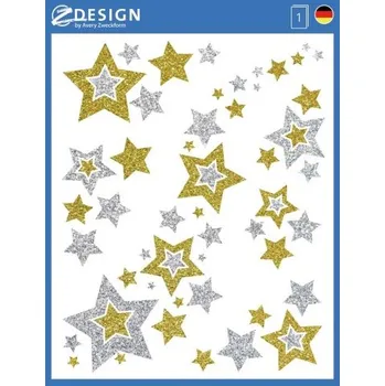 Vánoční dekorace AVERY Z-DESIGN Dekorace na okno, se třpytkami hvezdy zlaté a stříbrné - 52952
