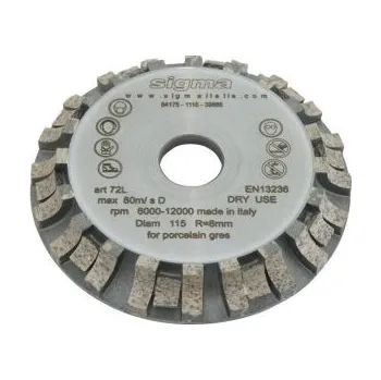 Brusný kotouč SIGMA long Life diamantová frézovací hlava radius 8, 6000 rpm, průměr: 115 mm