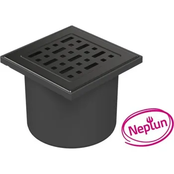 Odvodňovací žlab Podlahová vpusť přímá černá D110, NEPTUN, mřížka FACE černá
