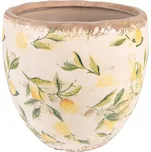 Clayre & Eef - Keramický květináč LEMONS AND LEAVES 6CE1529L