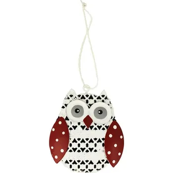 Dekorace - sova kovová s krajkou