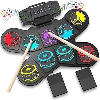 Robot Elektronická bicí souprava, Uverbon Elektrická bicí souprava pro děti Barevná bicí souprava s USB nabíjením Bluetooth MIDI Vesta X001S9JTZH