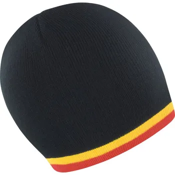 Result Headwear Čepice R 368X s kontrastními pruhy, pletená COT28368Xy8999-black/yello UNI Černá/žlutá/červená
