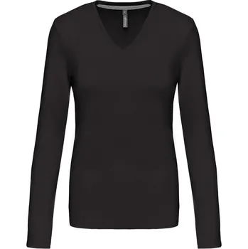 pracovní tričko Kariban Tričko K382 s výstřihem do V, dlouhý rukáv, dámské COT20K38267004-dark grey XL Šedá tmavá