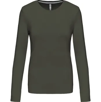 Kariban Tričko K383, dlouhý rukáv, dámské COT20K38307203-dark khaki L Khaki tmavá