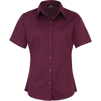 Pánská košile Premier Košile PR 302, popelínová, krátký rukáv, dámská COT3903020952g-aubergine 2XL Aubergine