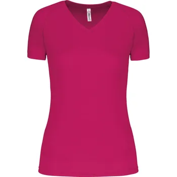 pracovní tričko Kariban Tričko PA477 s výstřihem do V, sportovní, krátký rukáv, dámské COT20P47731001-fuchsia S Fuchsia