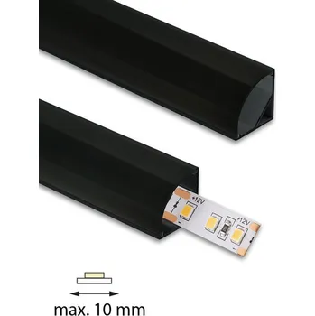 LED páska Rohový hliníkový profil černý RS2 16x16mm včetně černého difuzoru 1 m