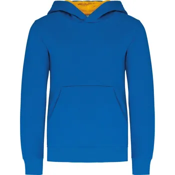 pracovní mikina Kariban Mikina Kariban K453 s kapucí, kontrastní, dětská COT20K453k62w4-light royal Modrá královská světlá/žlutá 12-14
