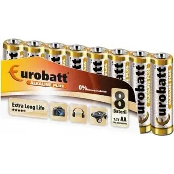 Článková baterie Baterie EUROBATT 1,5V AA (LR6) Alkaline Plus, balení 8ks