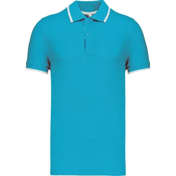 Pánské oblečení Kariban Polokošile Kariban K245, kontrastní, krátký rukáv, pánská COT20K245p7905-light turqu 2XL Tyrkysová světlá/bílá/navy