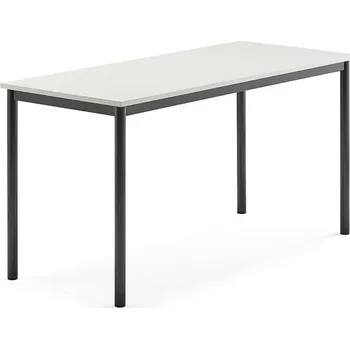 Jídelní stůl Stůl SONITUS, 1400x600x720 mm, antracitově šedé nohy, HPL deska tlumící hluk, bílá