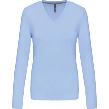 pracovní tričko Kariban Tričko K382 s výstřihem do V, dlouhý rukáv, dámské COT20K38241003-sky blue L Modrá nebesky
