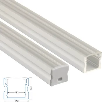 LED páska Přisazený hliníkový profil PS, 17x15 mm, včetně čirého difuzoru, 1 m