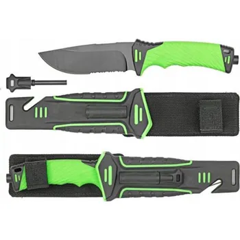 Kuchyňský nůž NŮŽ SURVIVALOVÝ z Nerezové Oceli s Rozbíječem Skla, Brouskem a Pouzdrem