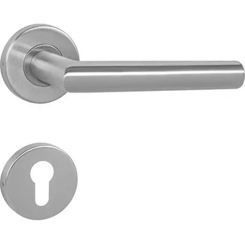 Dveřní kování Kování klika s kulatou rozetou FAVORIT R PZ BN – broušená nerez